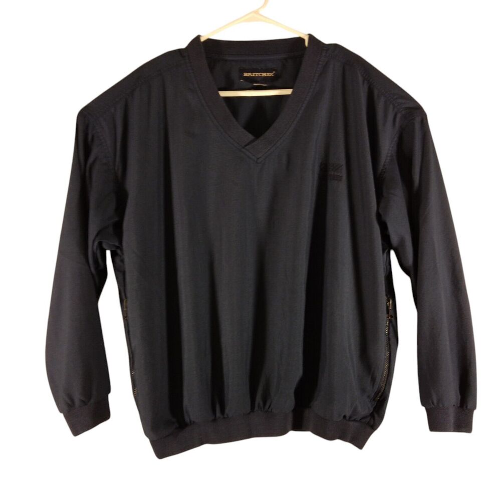 Britches vintage jacket mens S Small navy blue long sleeve v-neck polyester
